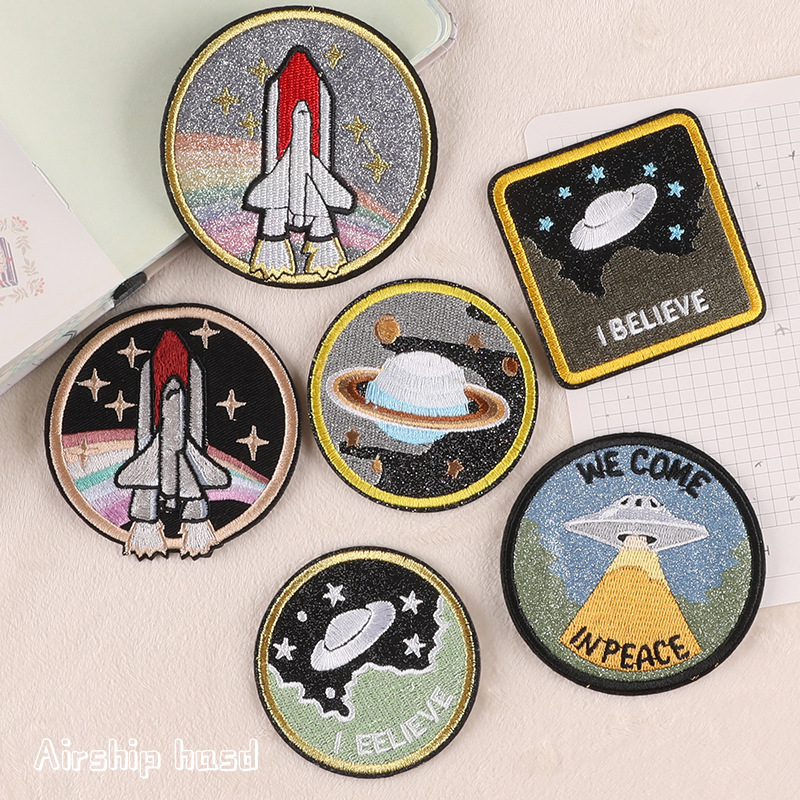embroidery sticker planet series patch sticker embroidery round badge hand account cloth sticker