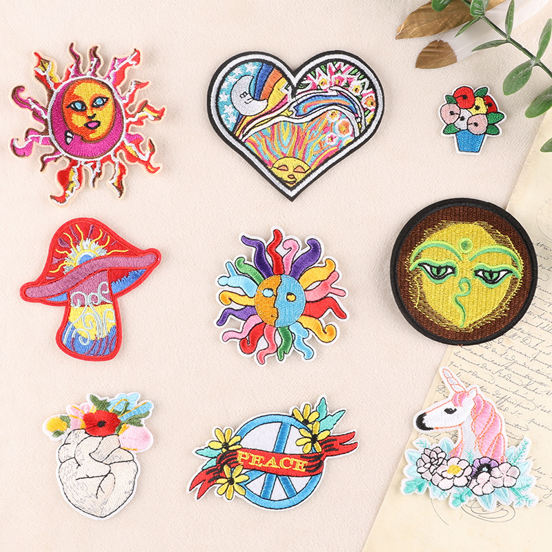 embroidered cloth badge patch sticker sun flower unicorn clothing accessories embroidery cloth sticker