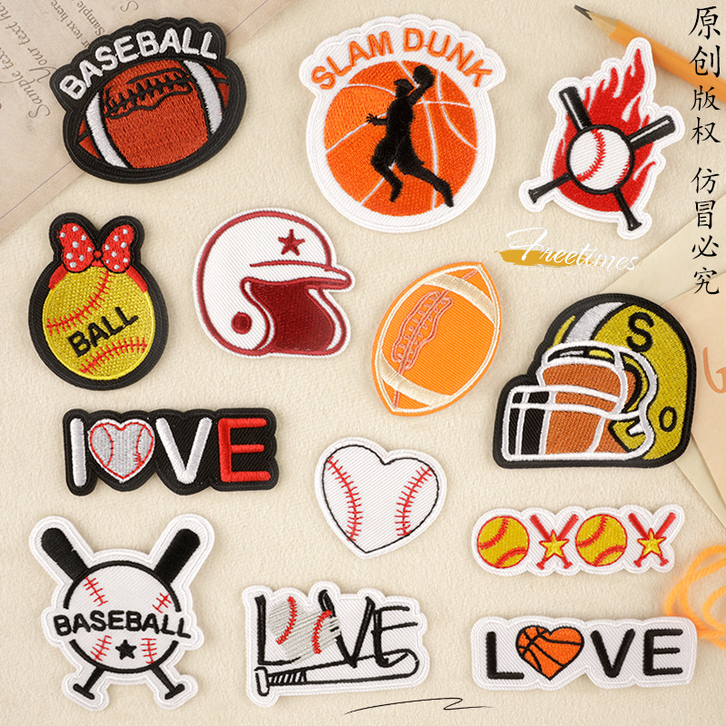 Iron on patches patch baseball cap football sports embroidery personalized patch luggage accessories cloth sticker