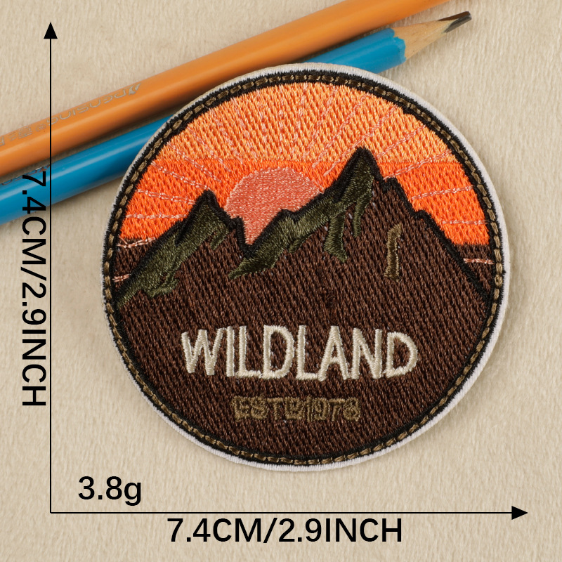 Iron on patches clothing accessories embroidery sticker round badge camping series adhesive patch accessories cloth label cloth sticker