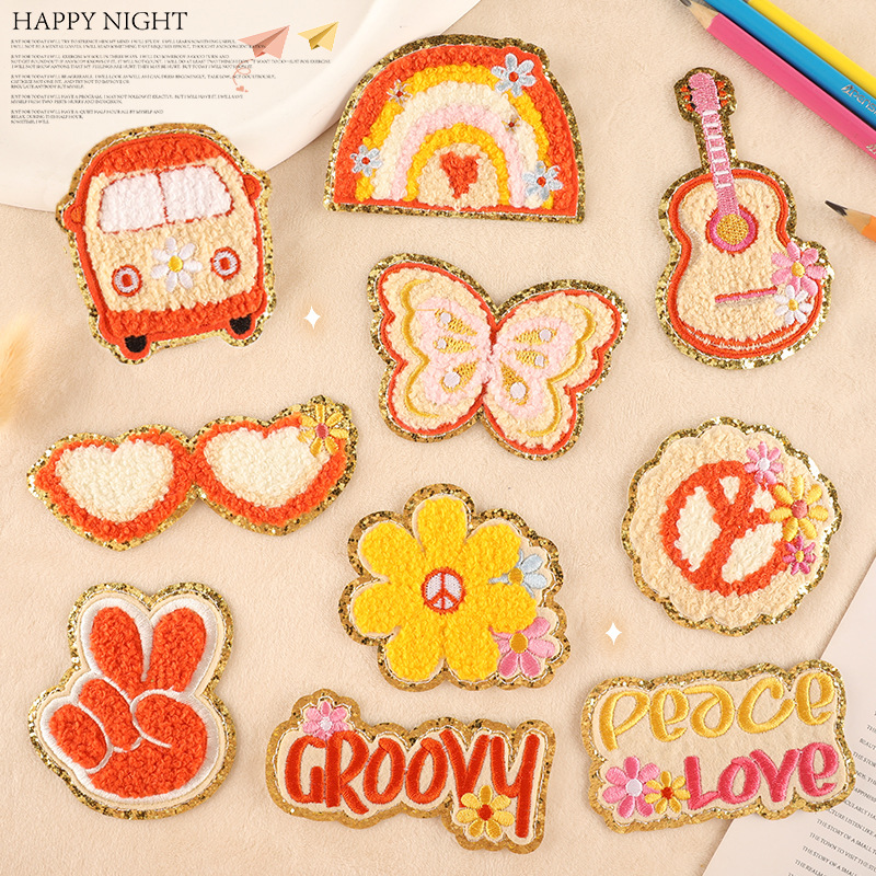 embroidery badge towel embroidery butterfly flower embroidery embroidery sticker clothing accessories cloth sticker