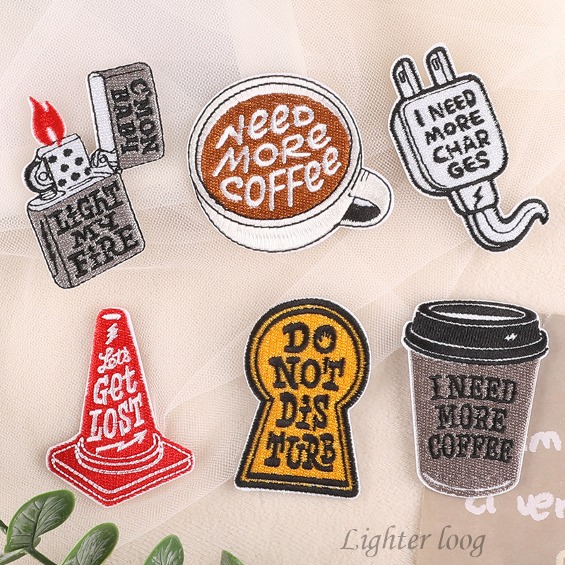 Iron on patches English letter badge Cloth label Clothing accessories Patch sticker DIY embroidery cloth sticker