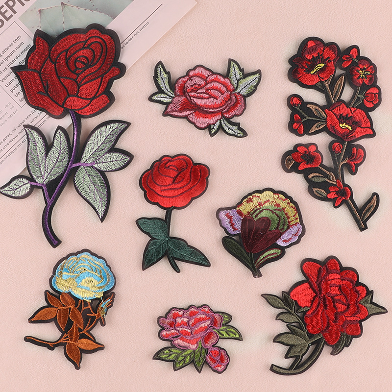 new embroidery rose flower factory direct sales embroidery patch clothing accessories cloth sticker