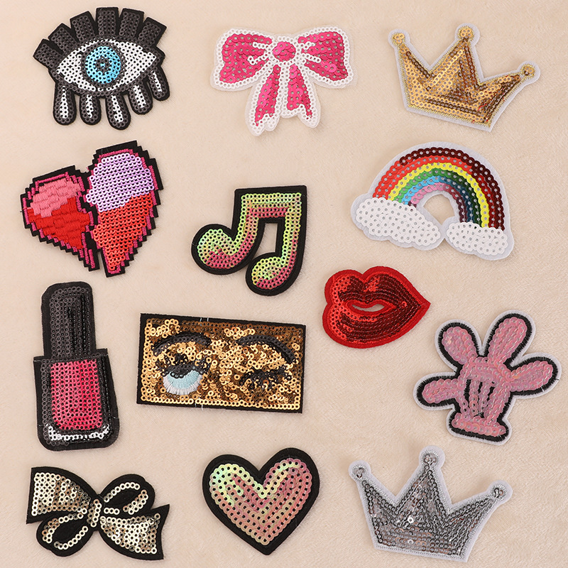 beads embroidered cloth stickers factory direct sales clothing accessories shoes and hats bags accessories accessories love patch stickers