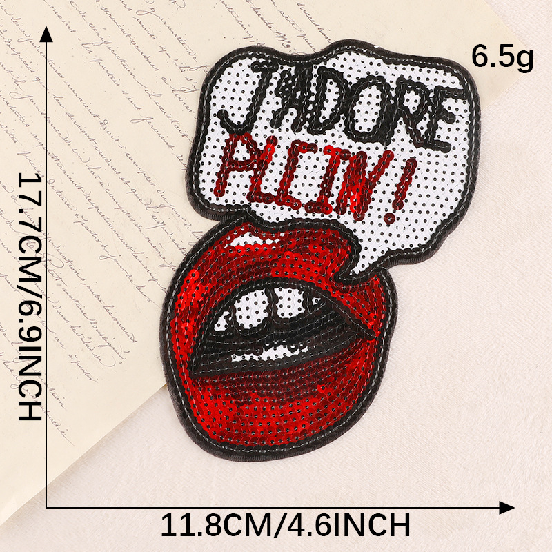 embroidery bead embroidery sequins cartoon love lips clothing accessories adhesive patch chapter boy embroidery cloth sticker
