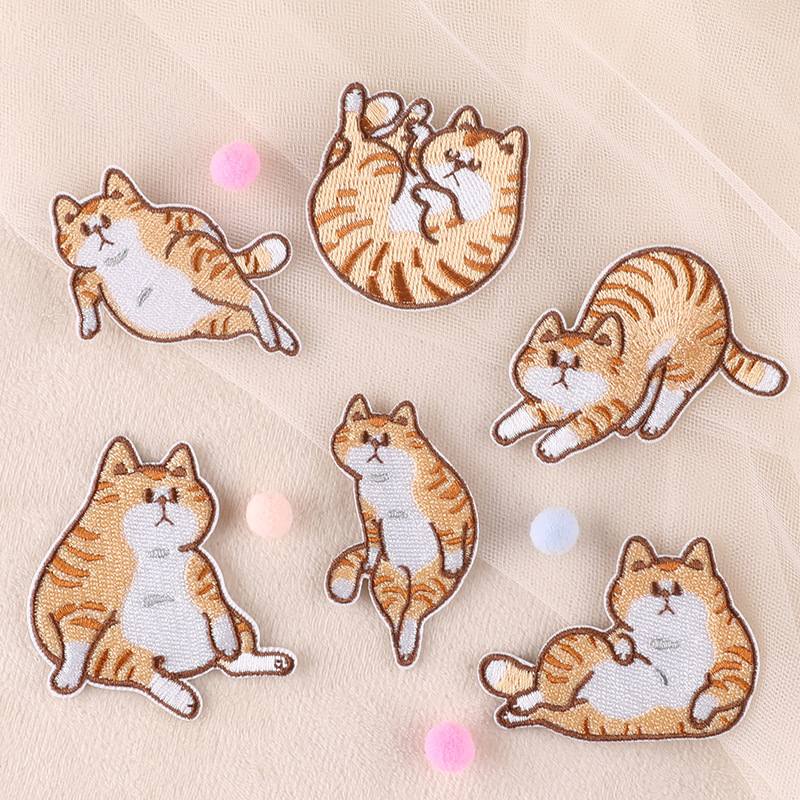 Iron on patches cartoon patch sticker badge clothing accessories animation cartoon cat hand account embroidery cloth sticker
