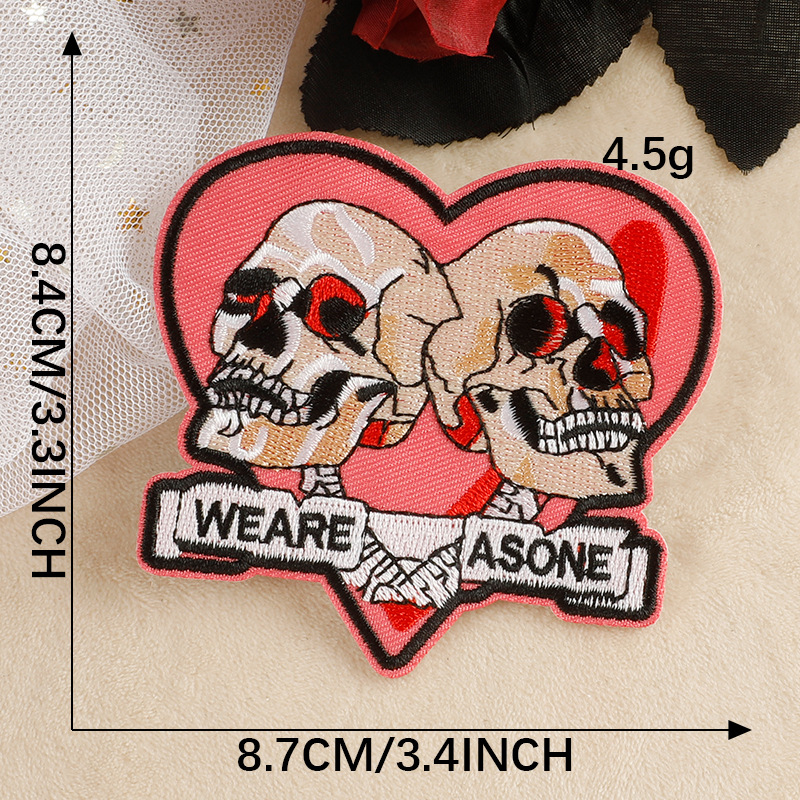 embroidery eyes love skull letters punk style clothing accessories DIY patch sticker embroidery cloth sticker