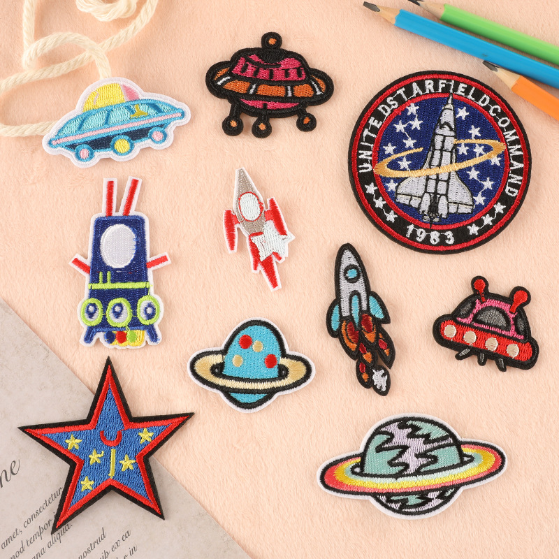 clothing accessories, shoes and hats, bags, accessories, cloth badges, embroidery labels, patch stickers, space planet embroidery cloth stickers