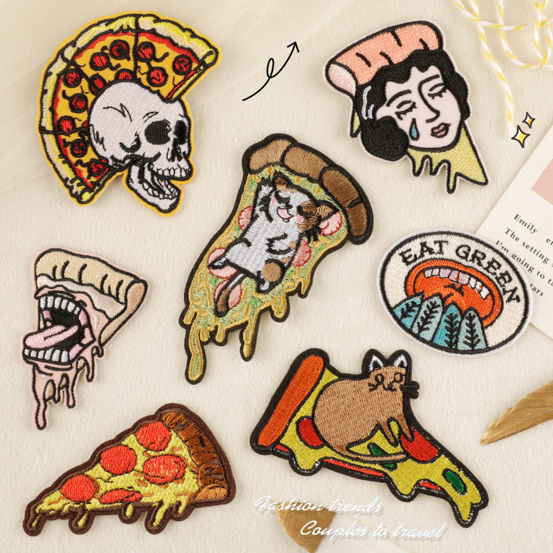 embroidery patch clothing accessories badge patch sticker luggage accessories pizza skull hand account embroidery cloth sticker