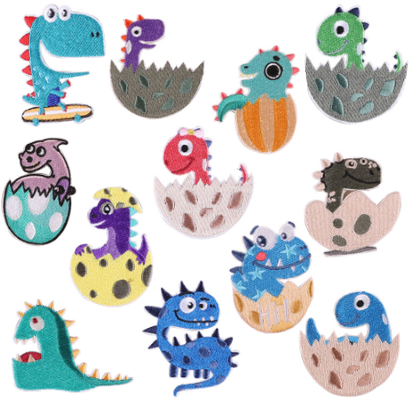 Iron on patches cartoon animal dinosaur patch sticker clothing accessories self-adhesive embroidery sticker cloth sticker