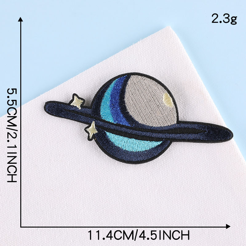 Iron on patches Embroidery Badge DIY Patch Sticker Clothing Accessories Flying Saucer Cartoon Cloth Label Planet Rocket Cloth Sticker