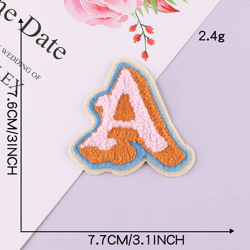 Iron on patches Towel Embroidery English Alphabet Badge Clothing Accessories Cloth Label Adhesive Patch Sticker Embroidery Cloth Sticker