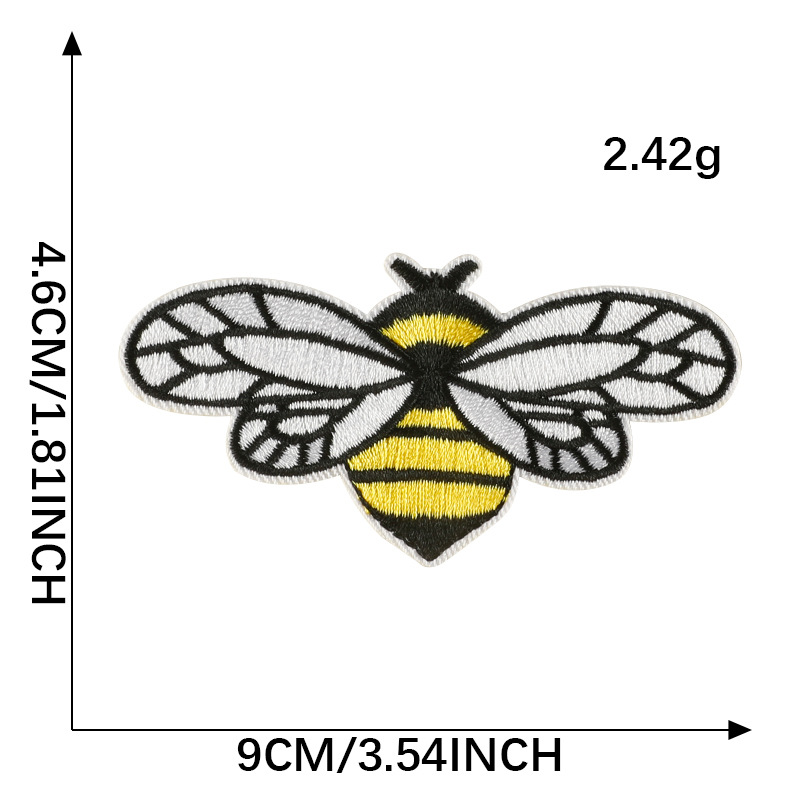 Iron on patches adhesive, patch sticker cartoon bee chapter boy embroidery sticker clothing accessories cloth label cloth sticker