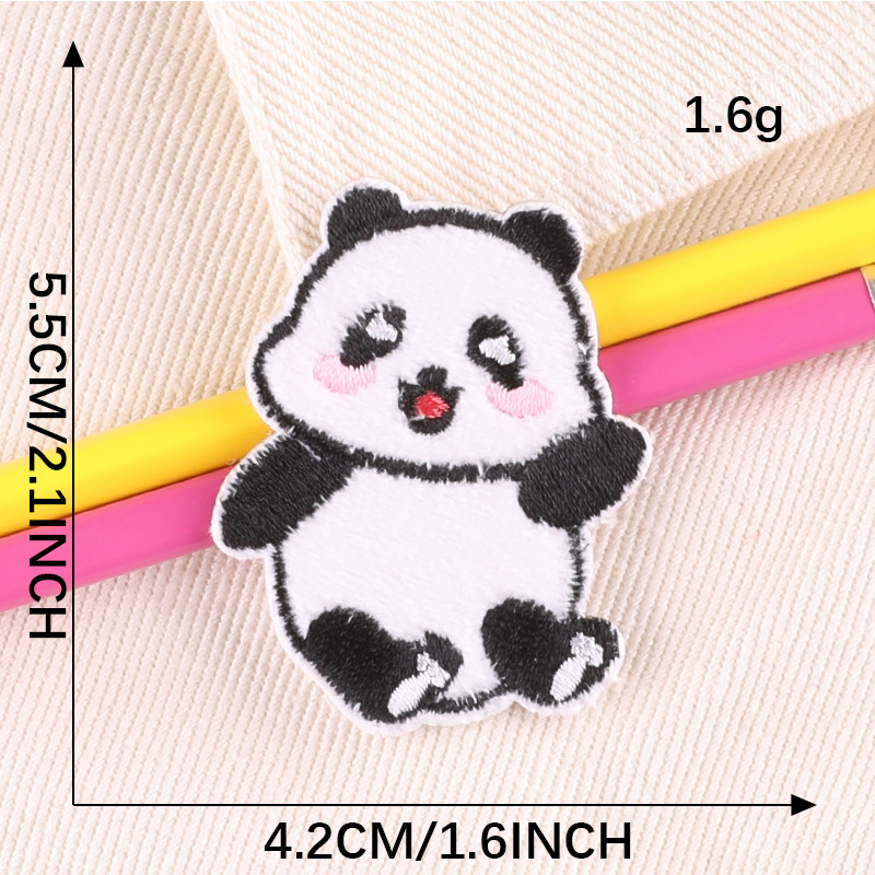 Iron on patches clothing accessories cute plush panda animal embroidery sticker self-adhesive patch cloth sticker
