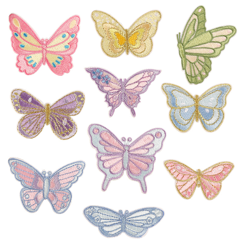 Iron on patches self-adhesive cartoon butterfly embroidery sticker clothing accessories personalized patch sticker shoe emblem cloth sticker