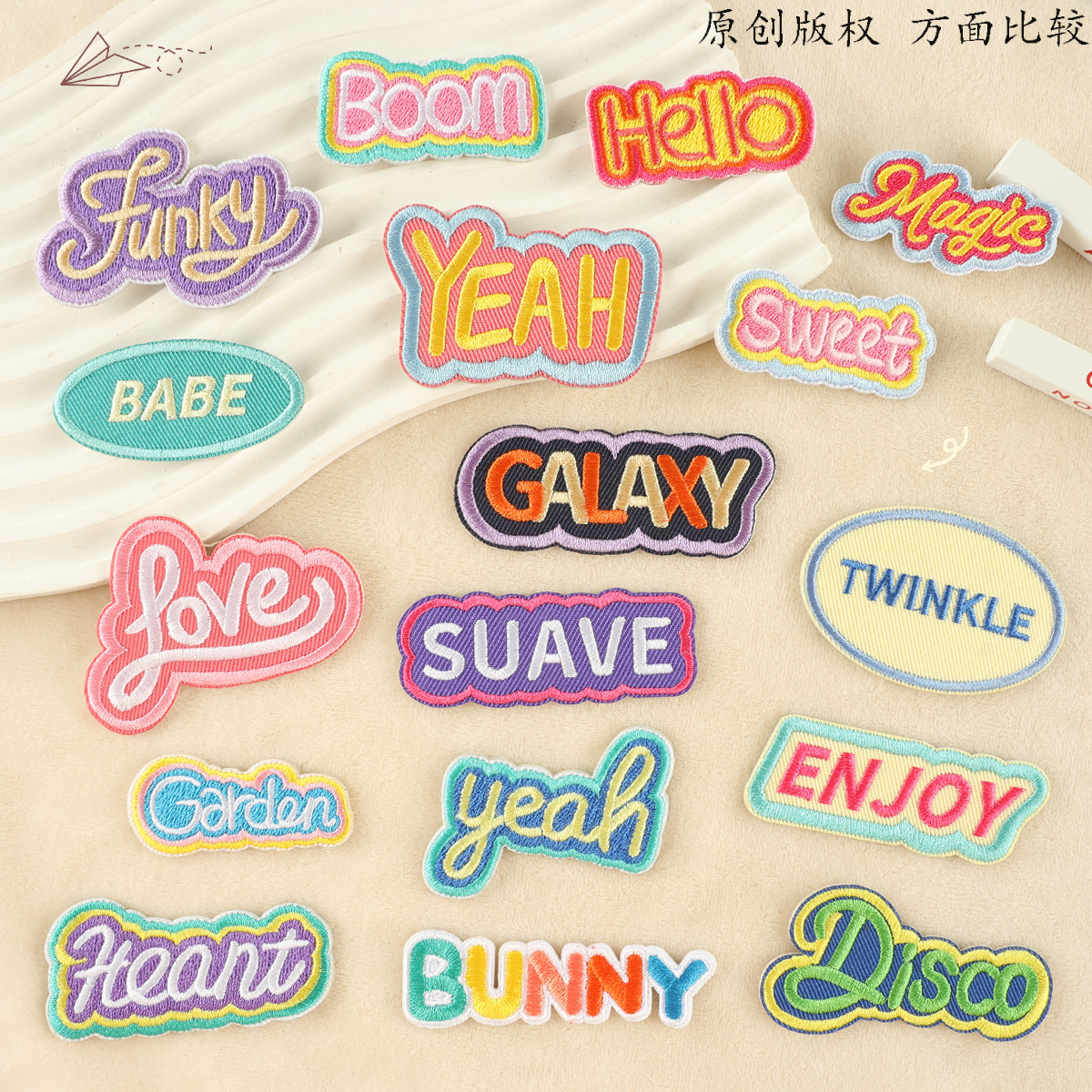 Iron on patches cartoon English alphabet Iron on patches self-adhesive patch sticker shoe and hat badge clothing accessories cloth sticker