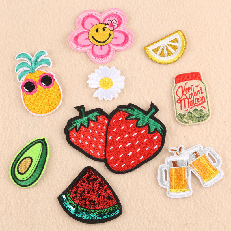 Iron on patches strawberry fruit patch sticker clothing accessories badge embroidery cloth sticker