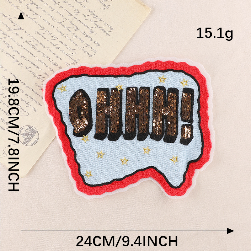 mesh yarn Iron on patches sequined embroidery sticker English letter patch sticker badge towel embroidery clothing accessories cloth sticker