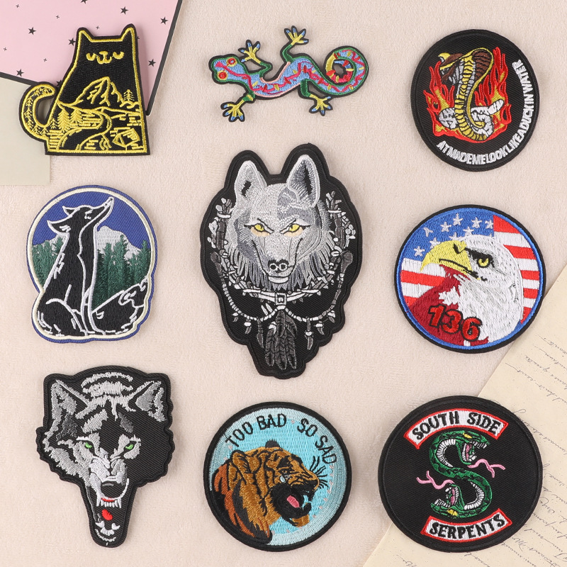 embroidery badge round cloth animal badge clothing accessories patch hand account DIY embroidery sticker cloth sticker
