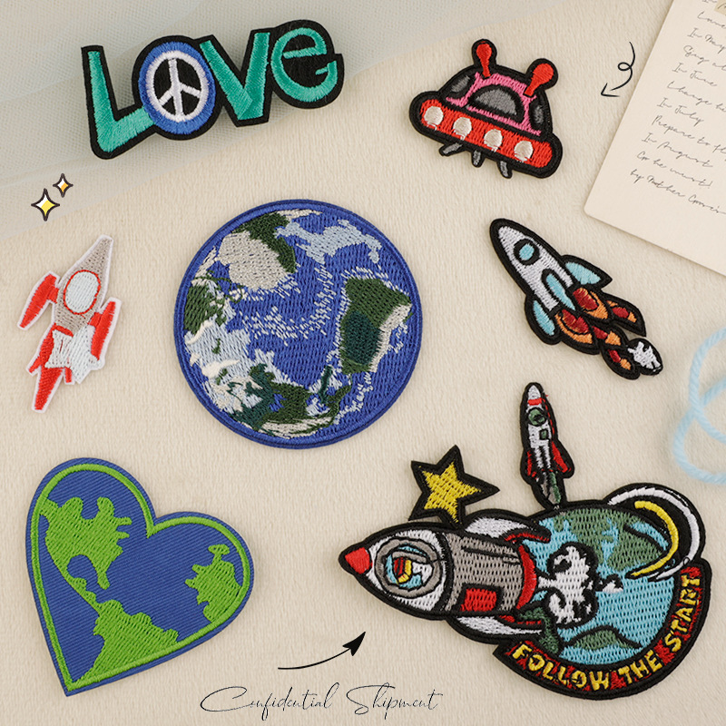 embroidery embroidery sticker badge clothing accessories earth rocket patch luggage accessories patch cloth sticker