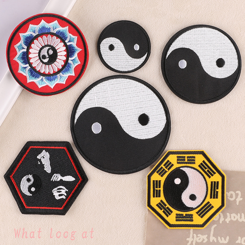 Factory direct sales embroidery badge clothing accessories Tai Chi gossip cloth sticker clothes patch sticker embroidery cloth sticker