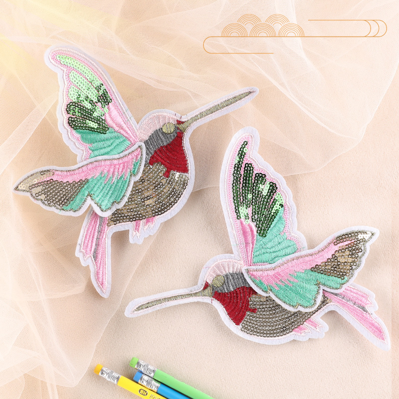 Embroidery Bead Sheet Embroidery 2-in-1 Bird Animal Patch Sticker Clothing Accessories Embroidery Cloth Sticker
