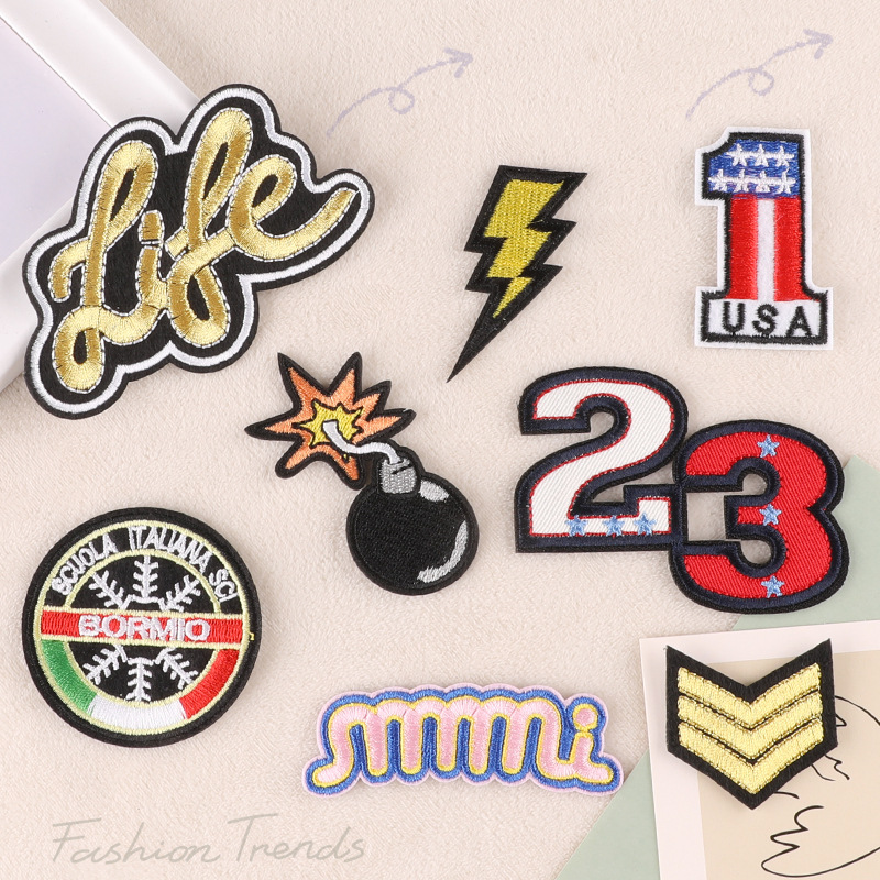embroidery letter badges, boutique clothing accessories, patches, shoes, hats, bags, accessories, embroidery cloth stickers