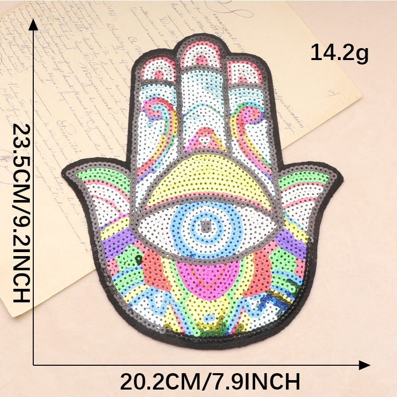 Iron on patches Cartoon Sequins Palm Badge Hat Patch Beads Embroidery Clothing Accessories Large Embroidery Cloth Sticker