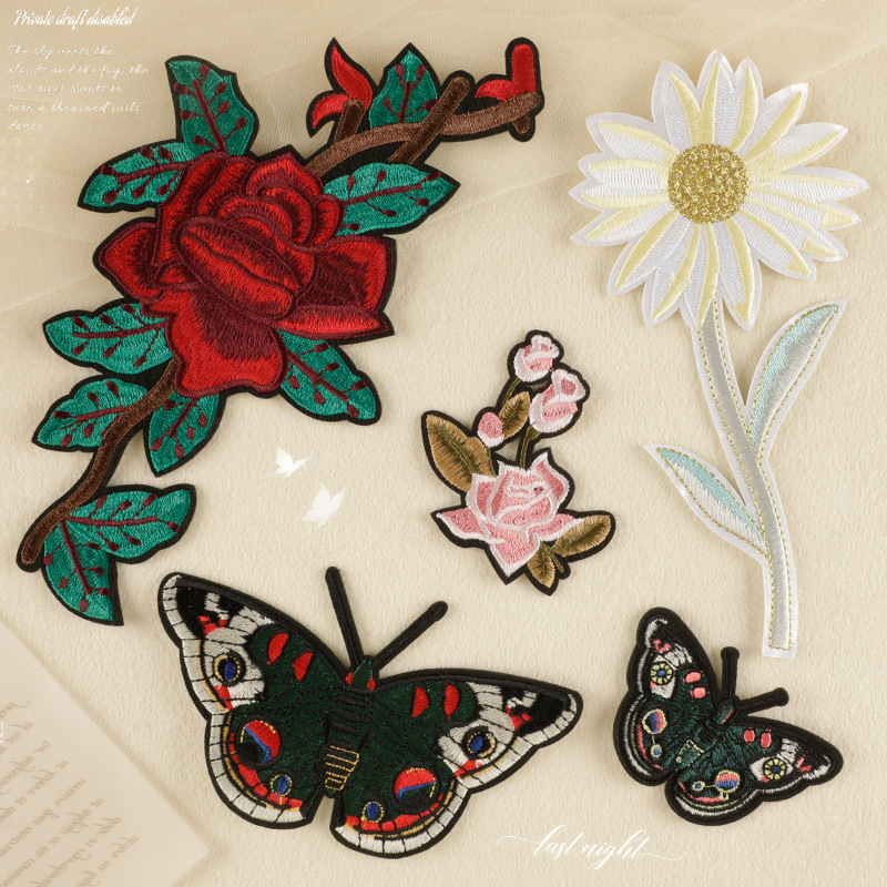 Embroidery Chapter Boy Hat Accessories Clothing Accessories Rose Badge Patch Sticker Adhesive Embroidery Cloth Sticker