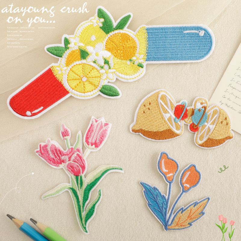 Iron on patches clothing accessories shoes and hats bag accessories DIY fruit flower embroidery patch patch cloth sticker