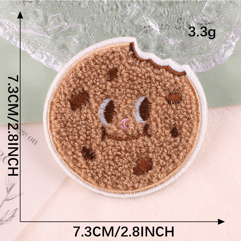 embroidery sticker Iron on patches French fries biscuits cloth label towel embroidery accessories DIY self-adhesive cloth sticker