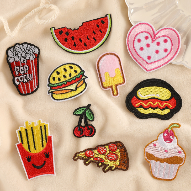 Iron on patches clothing accessories burger fries cherry patch jewelry accessories cloth sticker