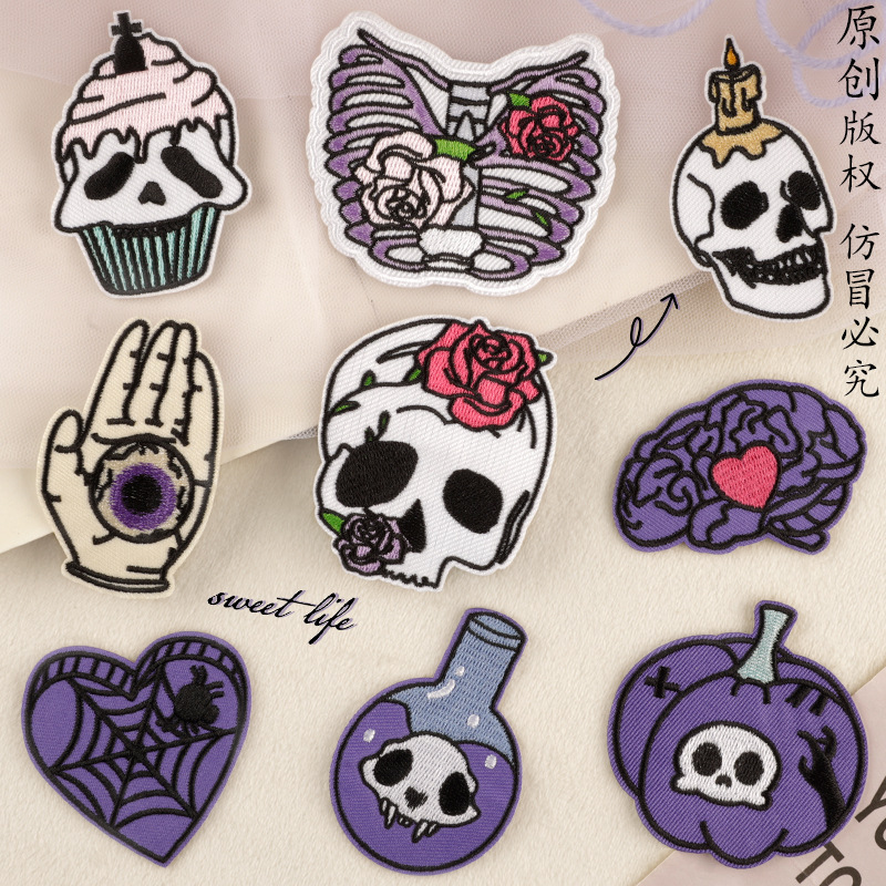 Iron on patches personalized skull patch sticker clothing accessories patch accessories embroidery sticker adhesive cloth sticker