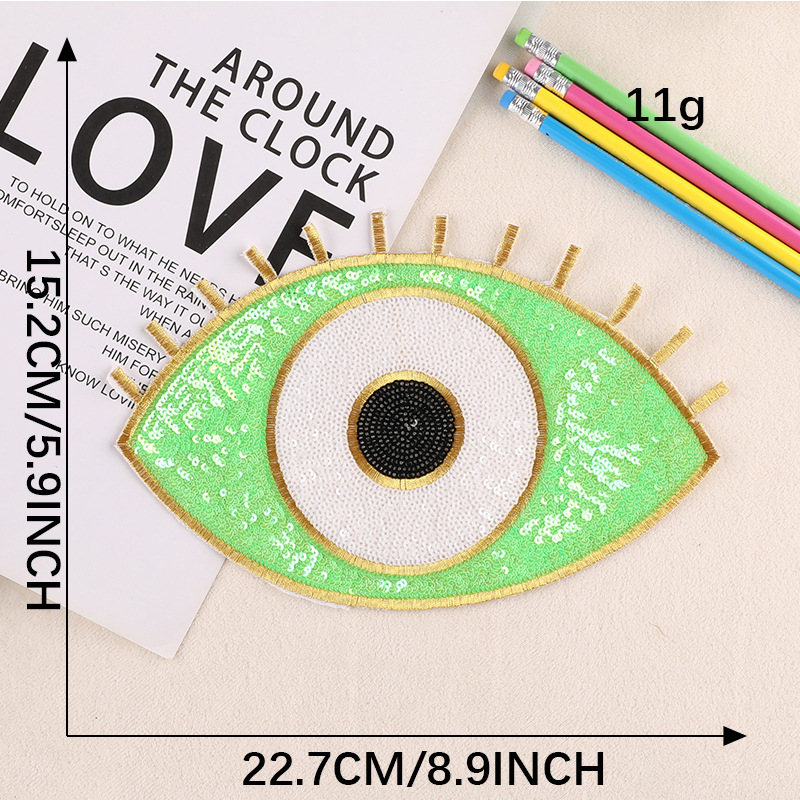 Iron on patches PET bead sequin eye cloth label clothing accessories embroidery sticker patch cloth sticker