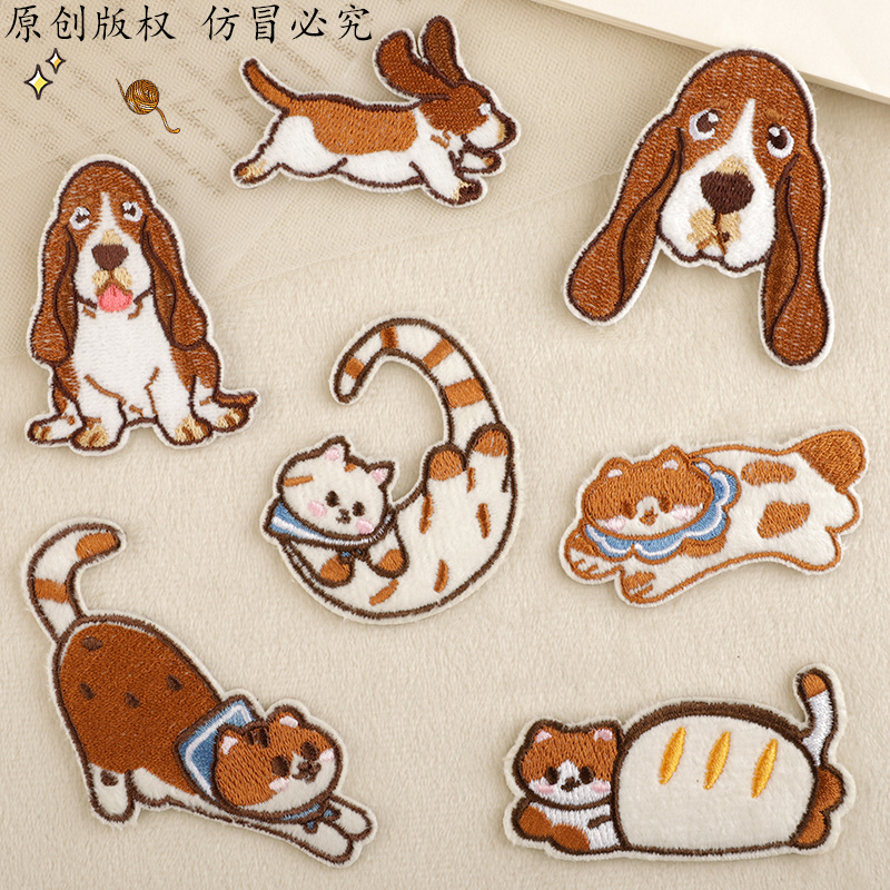 Iron on patches Embroidery Sticker Clothing Accessories Self-Adhesive Patch Sticker Puppy Cat Accessories Patch Cloth Sticker