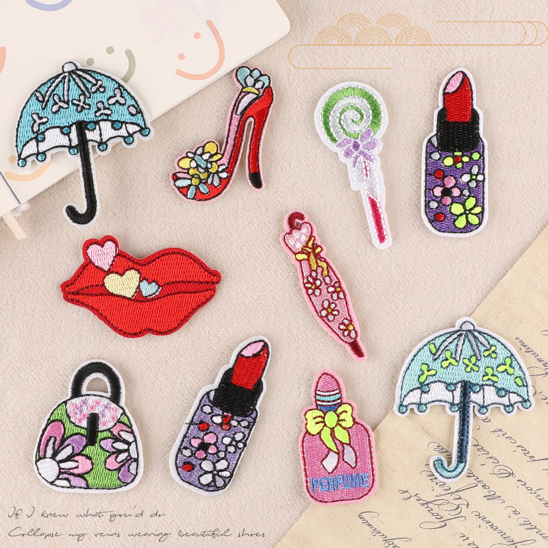 Clothing accessories cloth sticker adhesive patch sticker accessories umbrella lipstick badge adhesive patch sticker embroidery label