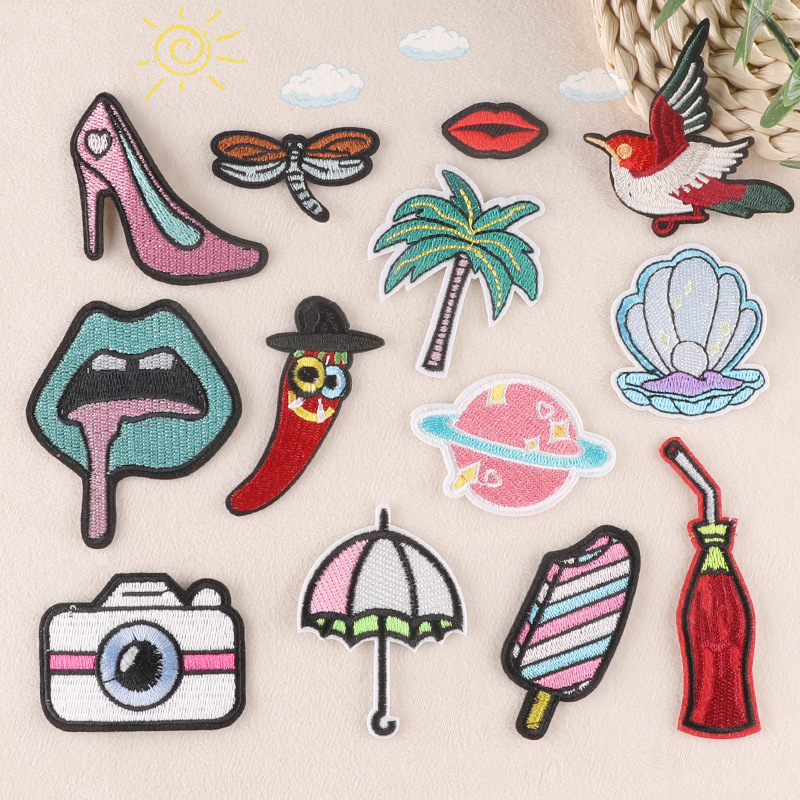 Iron on patches Adhesive Patch Sticker Shoe Hat Bag Accessories Badge Shell Clothing Accessories Embroidery Cloth Sticker