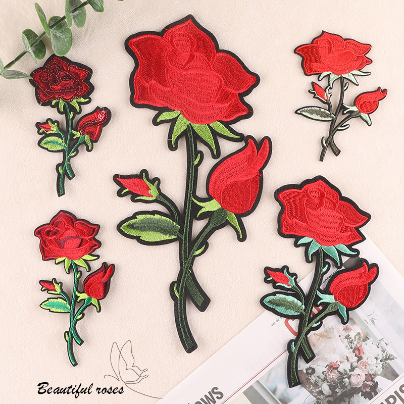 rose cloth sticker embroidery patch sticker bead embroidery European and American style embroidery sticker