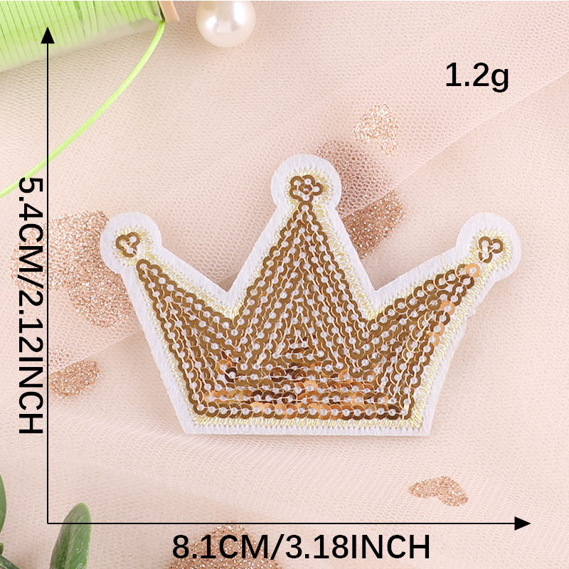 Iron on patches cartoon crown letter sequin patch hand account DIY embroidery cloth sticker