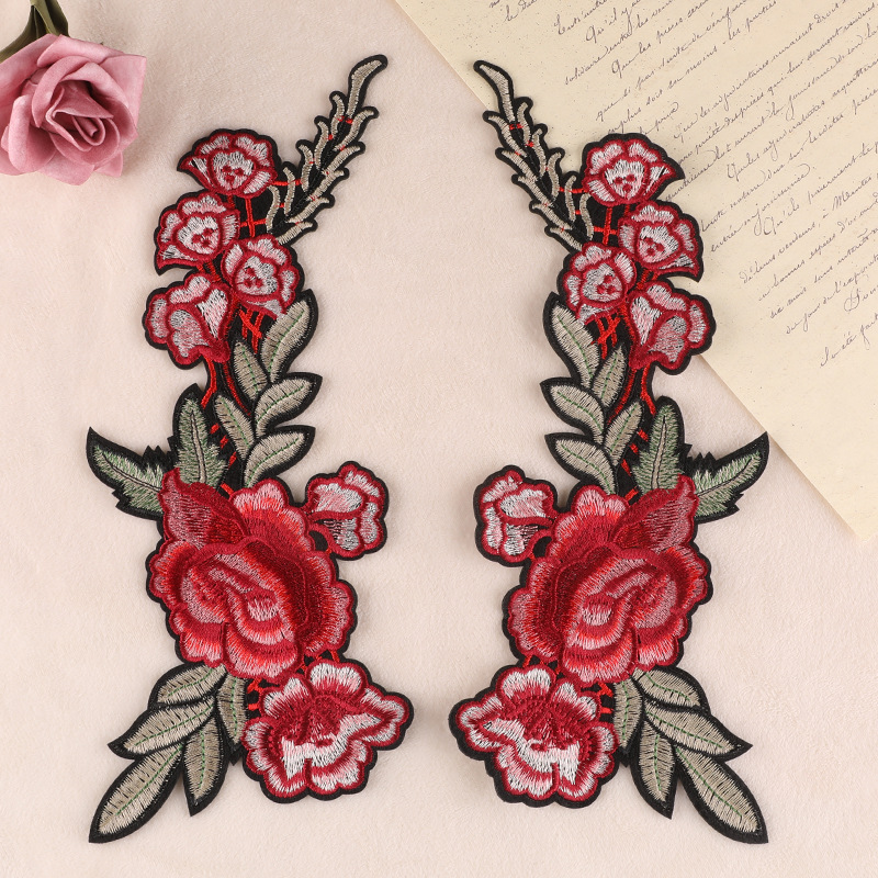 Embroidery Embroidery Clothing Accessories Luggage Accessories Rose Cloth Label Adhesive Patch Sticker Embroidery Cloth Sticker