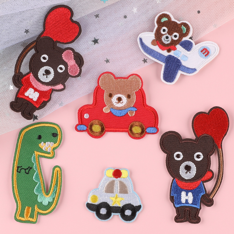 Iron on patches cute bear cartoon animal patch sticker clothing accessories badge cloth label embroidery cloth sticker
