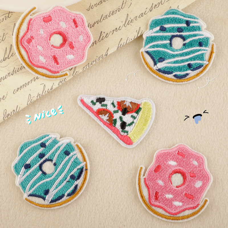 Cartoon pizza donut clothing accessories DIY accessories patch embroidery sticker