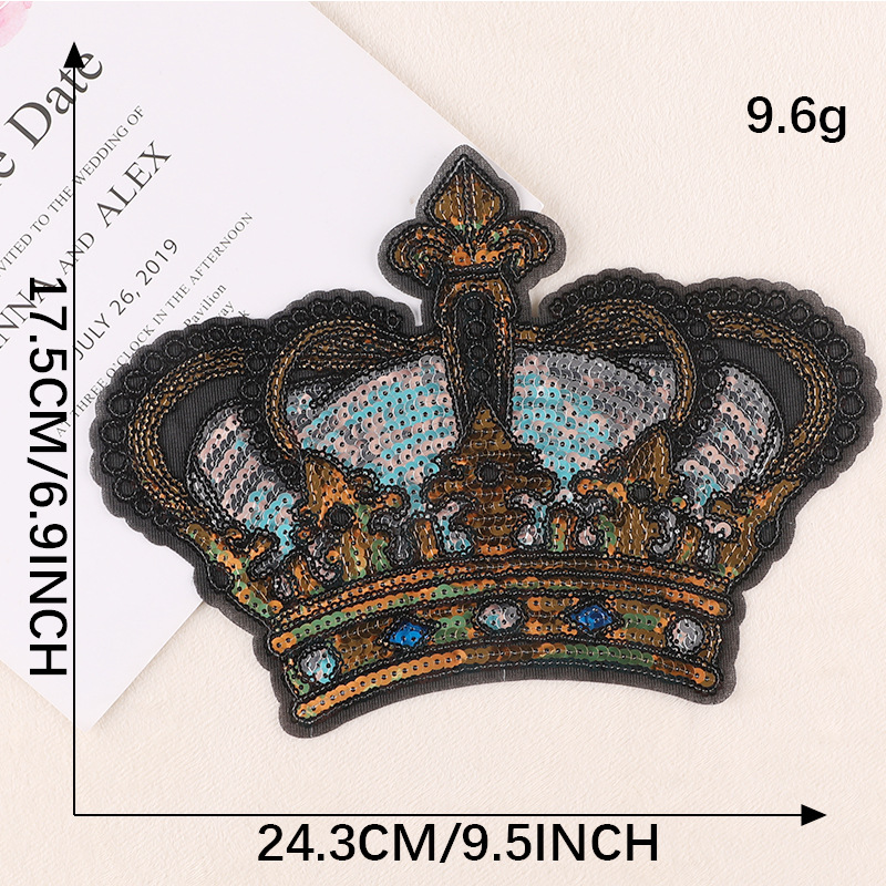 Iron on patches crown cloth label clothing accessories bag accessories patch sticker sequins  embroidery cloth sticker
