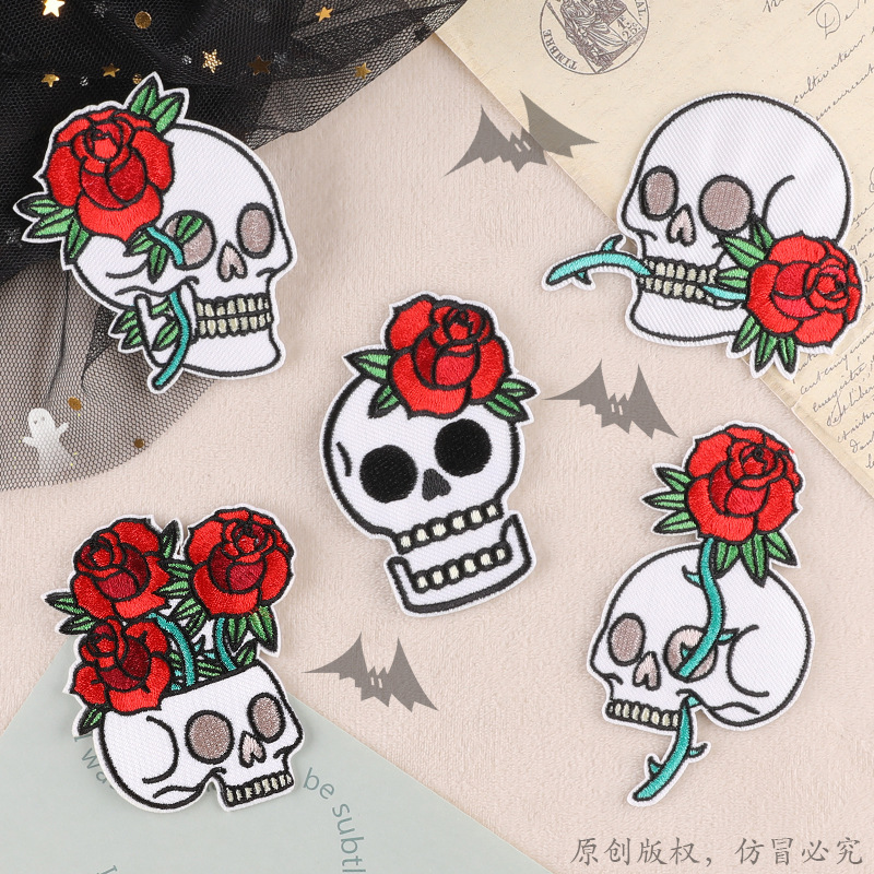 Iron on patches skull ghost head cloth label clothing accessories chest sticker badge DIY personalized patch embroidery sticker cloth sticker