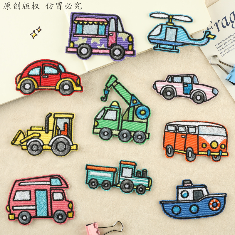 Iron on patches embroidery sticker cartoon car clothing accessories self-adhesive patch sticker coat and hat badge cloth sticker