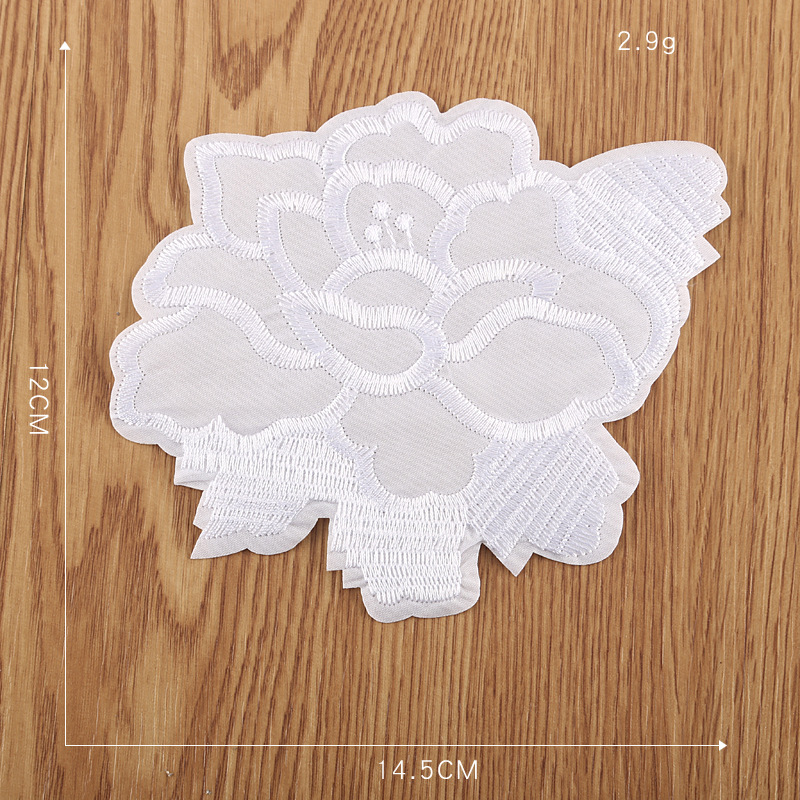 Iron on patches Pure White Rose Flower Hotel Curtain Sheet Mending Smoke Hole Sticker Down Jacket Patch Cloth Sticker