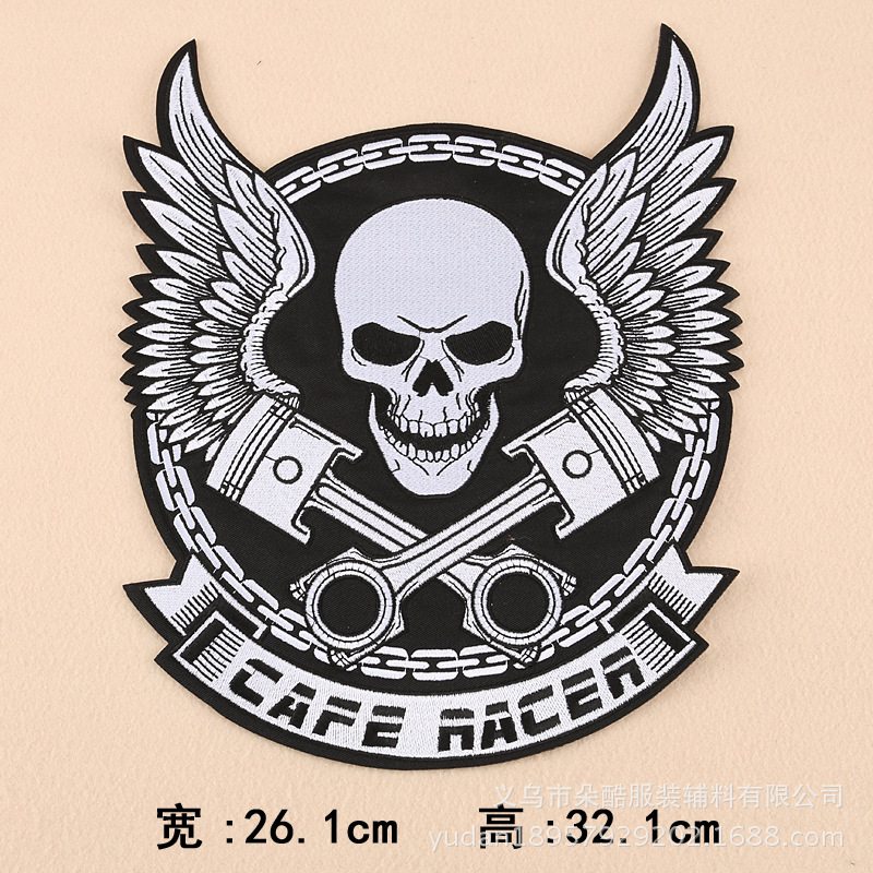 new embroidery punk style skull patch shoe and hat decoration badge clothing accessories embroidery cloth sticker