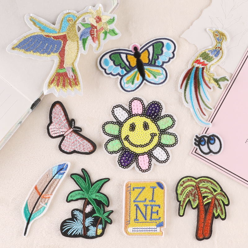 Iron on patches Bird Sequins Butterfly Coconut Tree Clothing Accessories Shoes and Hats Accessories Embroidery Patches