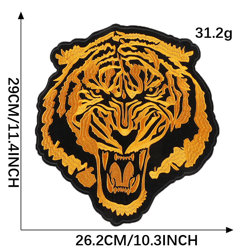 embroidery cloth sticker clothing accessories large patch animal tigerIron on patches embroidery sticker