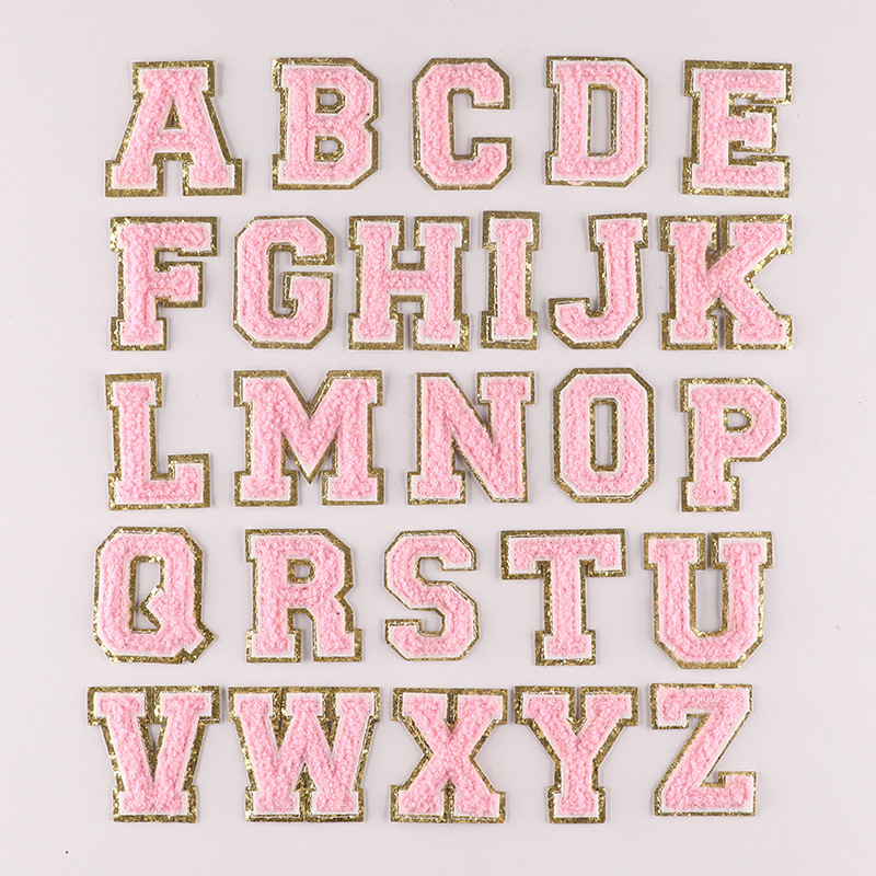 towel embroidery 5.5 cm English letter self-adhesive chenille badge sticker clothing accessories embroidery cloth sticker